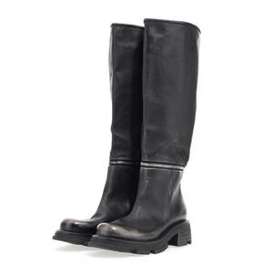 New A.S.98 Larrie Lug Sole Knee High Zip Black Boots Size 40EU/9-9.5US